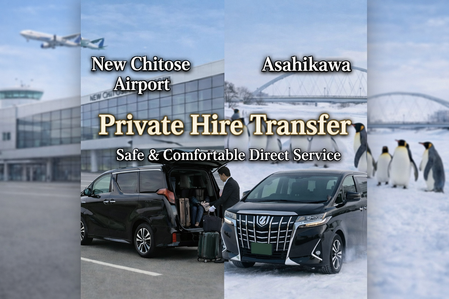 Asahikawa: Private Transfer to/from New Chitose Airport(Flat Rate)